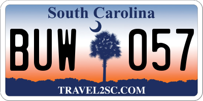 SC license plate BUW057