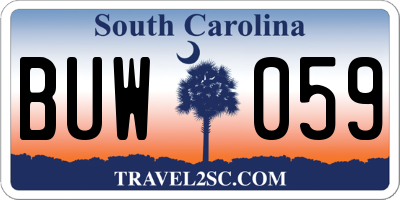 SC license plate BUW059