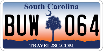 SC license plate BUW064