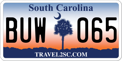 SC license plate BUW065