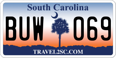 SC license plate BUW069