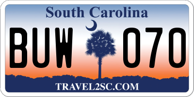 SC license plate BUW070