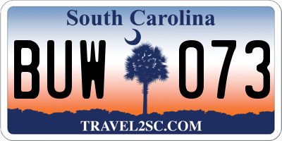 SC license plate BUW073