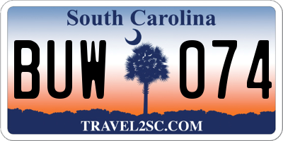 SC license plate BUW074