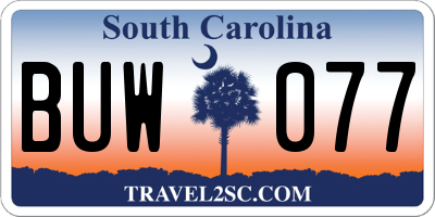 SC license plate BUW077