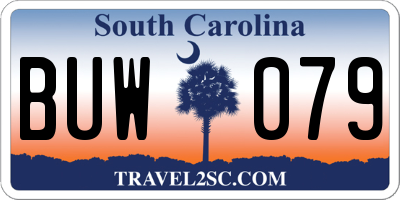 SC license plate BUW079