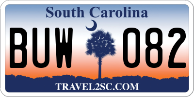 SC license plate BUW082
