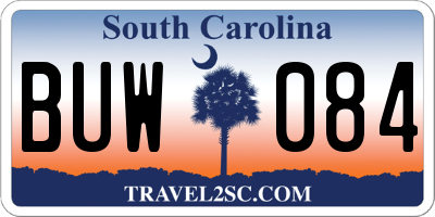 SC license plate BUW084