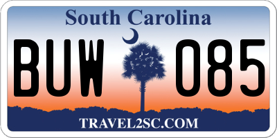 SC license plate BUW085