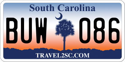 SC license plate BUW086