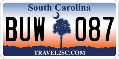 SC license plate BUW087
