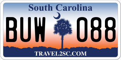 SC license plate BUW088
