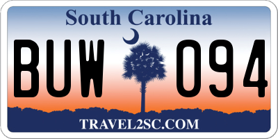 SC license plate BUW094