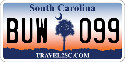 SC license plate BUW099