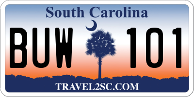 SC license plate BUW101