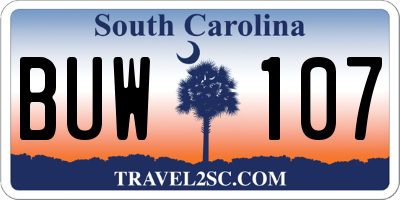 SC license plate BUW107
