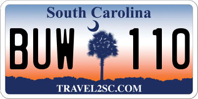 SC license plate BUW110