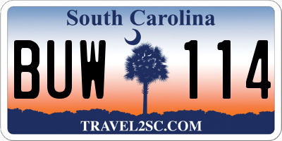 SC license plate BUW114