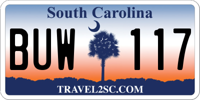 SC license plate BUW117
