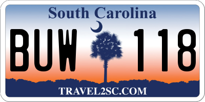 SC license plate BUW118