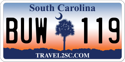 SC license plate BUW119