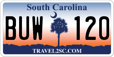 SC license plate BUW120