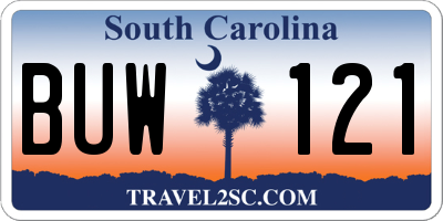 SC license plate BUW121