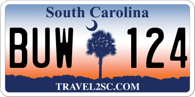 SC license plate BUW124