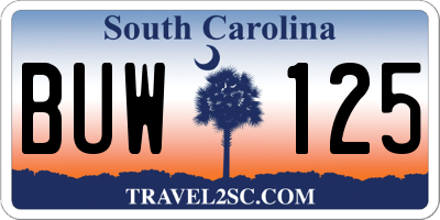 SC license plate BUW125