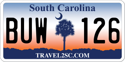 SC license plate BUW126
