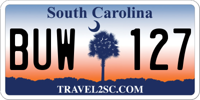 SC license plate BUW127