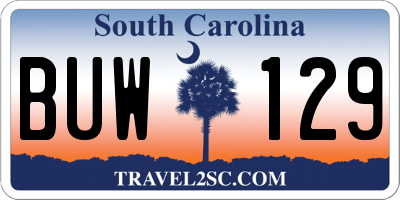 SC license plate BUW129