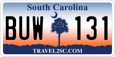 SC license plate BUW131