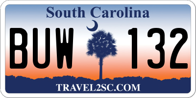 SC license plate BUW132