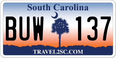 SC license plate BUW137