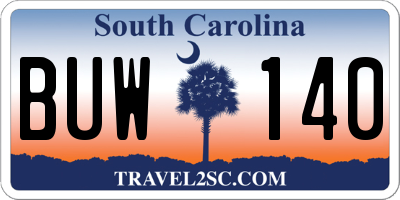 SC license plate BUW140