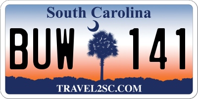 SC license plate BUW141