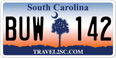 SC license plate BUW142