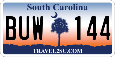 SC license plate BUW144
