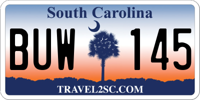 SC license plate BUW145