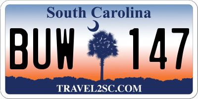 SC license plate BUW147
