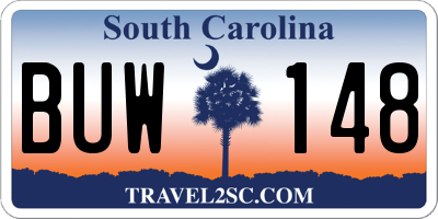 SC license plate BUW148