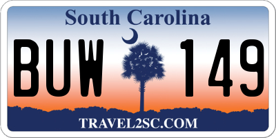 SC license plate BUW149