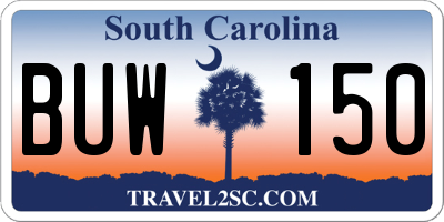 SC license plate BUW150