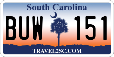 SC license plate BUW151
