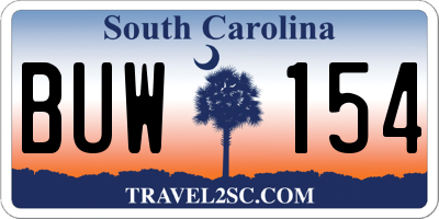 SC license plate BUW154