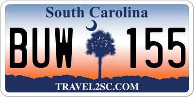 SC license plate BUW155