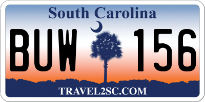 SC license plate BUW156