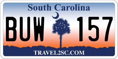 SC license plate BUW157