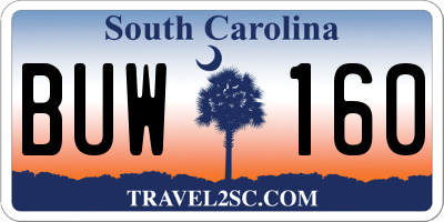 SC license plate BUW160